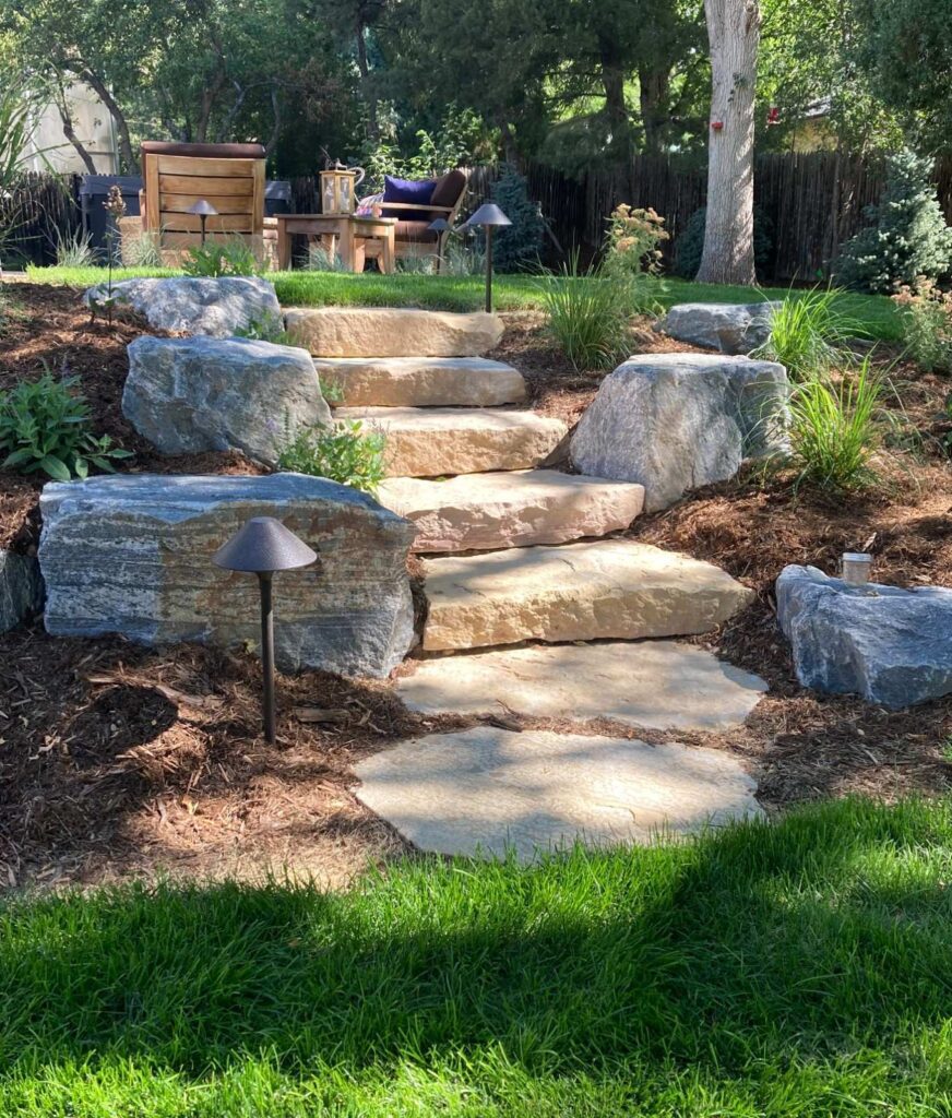 Natural stone steps by Thunderbird Design in Denver, CO